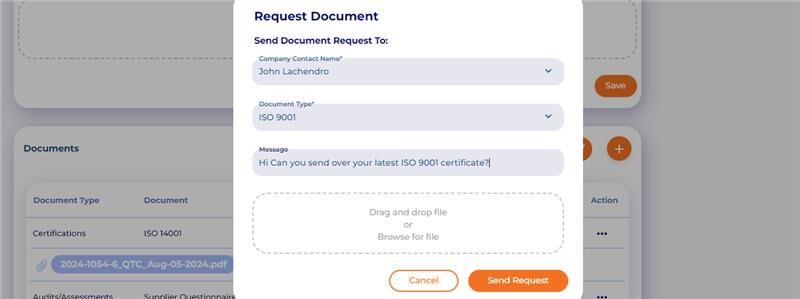 Request Documents from Suppliers