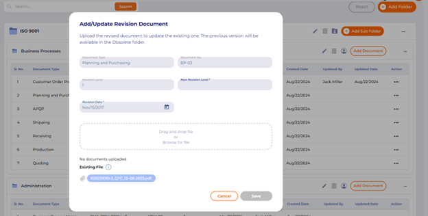 Users can access the repository from the cloud to download or view the documents, make necessary changes, or upload revisions.