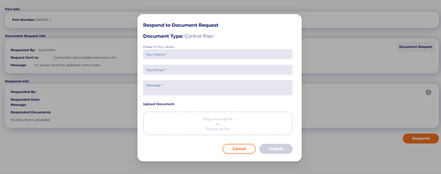 External user(s) upload the document and details.