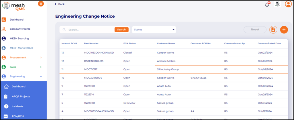 Engineering module – ECN/PCN